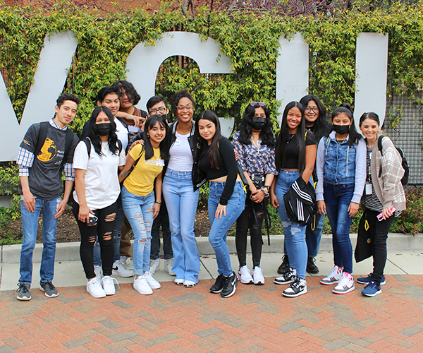 Students tour the Monroe Park Campus as part of Multilingual Day on April 12, 2022.