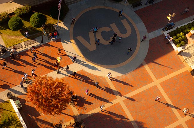 View from above of the VCU campus.
