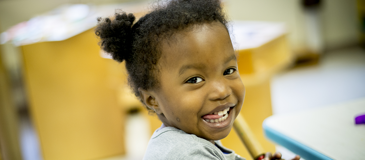 A child in a classroom at the VCU Child Development Center.