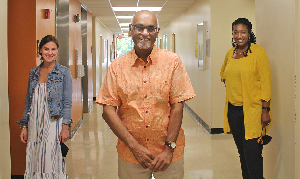 Dr. Ratnesh Nagda with Alison Koenka, Ph.D., and Cassandra Stanley, Ed.D., co-chairs of the Diversity, Equity and Inclusion in the VCU School of Education.
