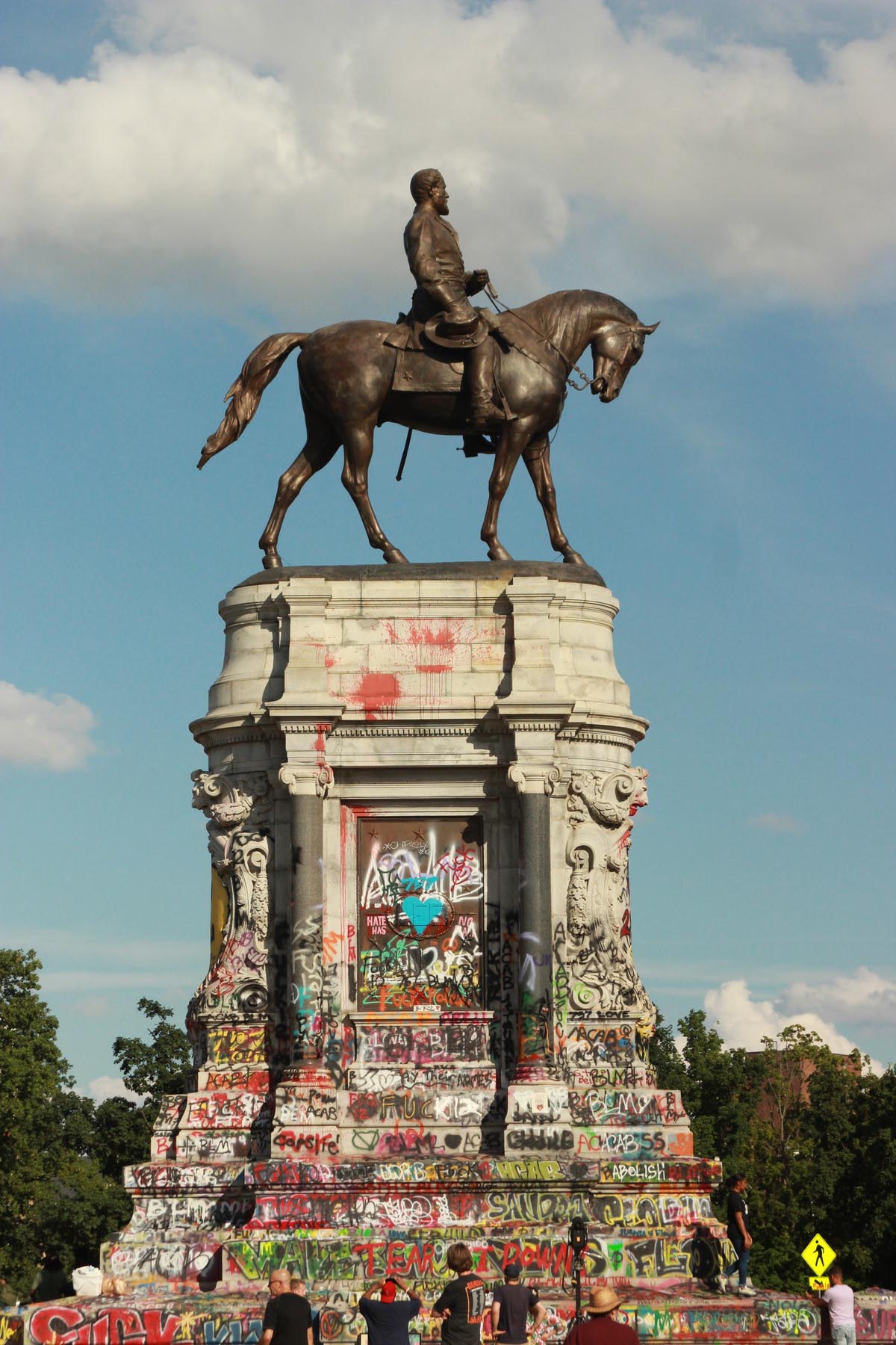Destyni Kuhns-Gray took this photo of the graffiti-covered Robert E. Lee Monument.