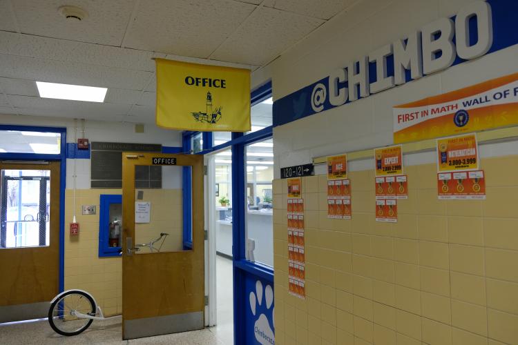 An interior hallway of Richmond Public Schools' Chimborazo Elementary School.
