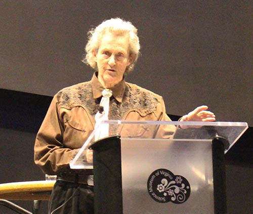 Dr. Temple Grandin speaking at the Gottwald Center at the Science Museum of Virginia.