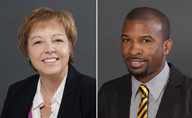 Headshots of (from left) Dr. Colleen Thoma and Dr. LaRon Scott of the VCU School of Education.