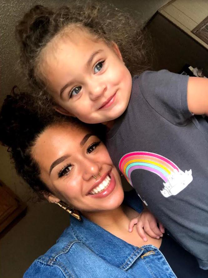 Tiara Banks, a student ambassador in the VCU School of Education, and Aria, her two-year-old niece.