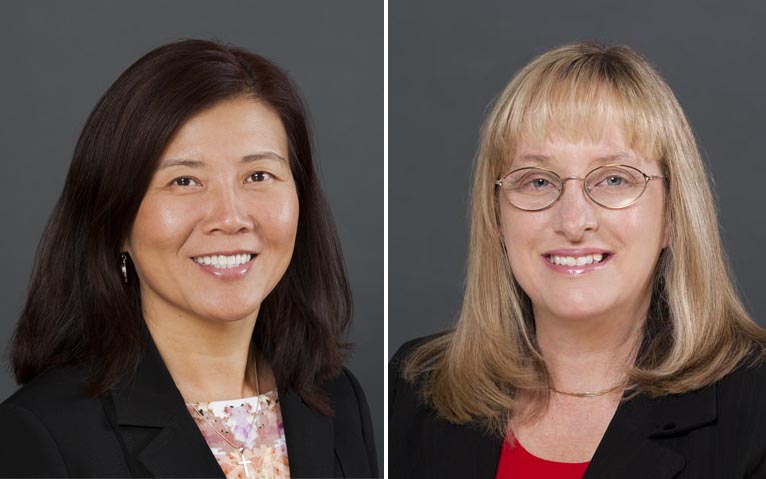 Headshots, from left: Yaoying Xu, Ph.D., and Joan Rhodes, Ph.D., both of the VCU School of Education.